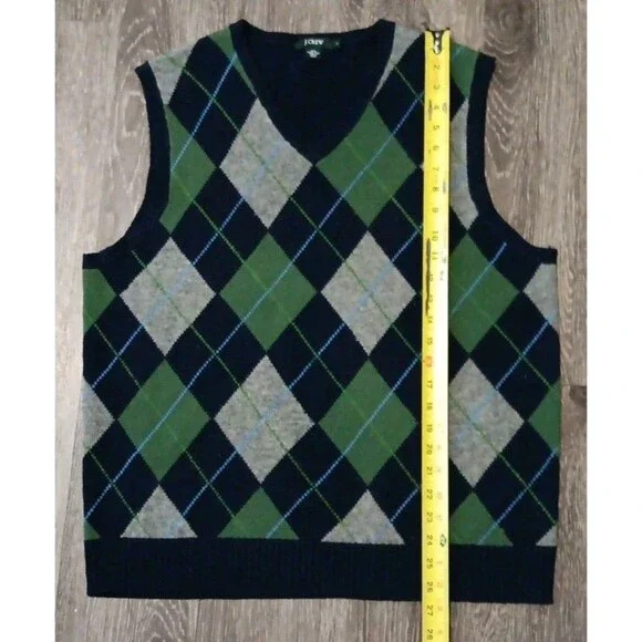 J. Crew Lambswool V-Neck Argyle Sweater Vest Men's L - Picture 4 of 5